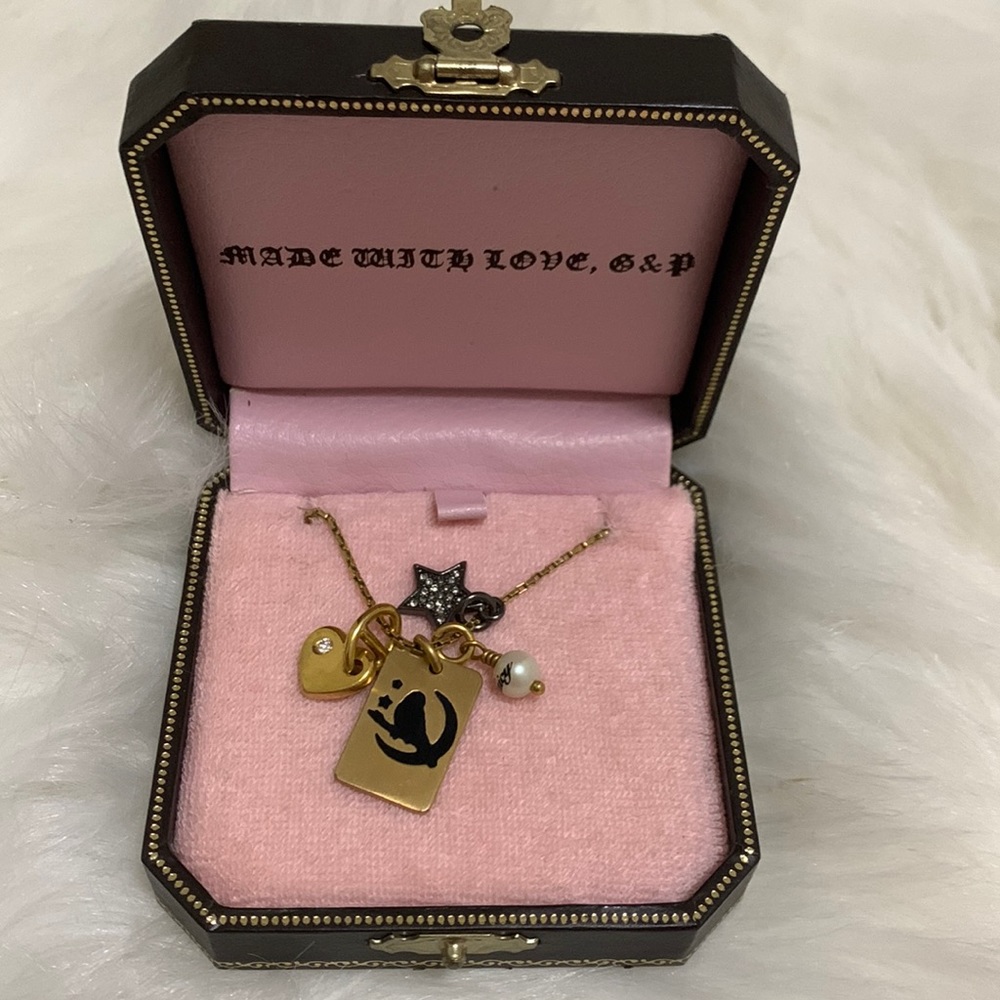 Juicy couture pave key wish necklace gold